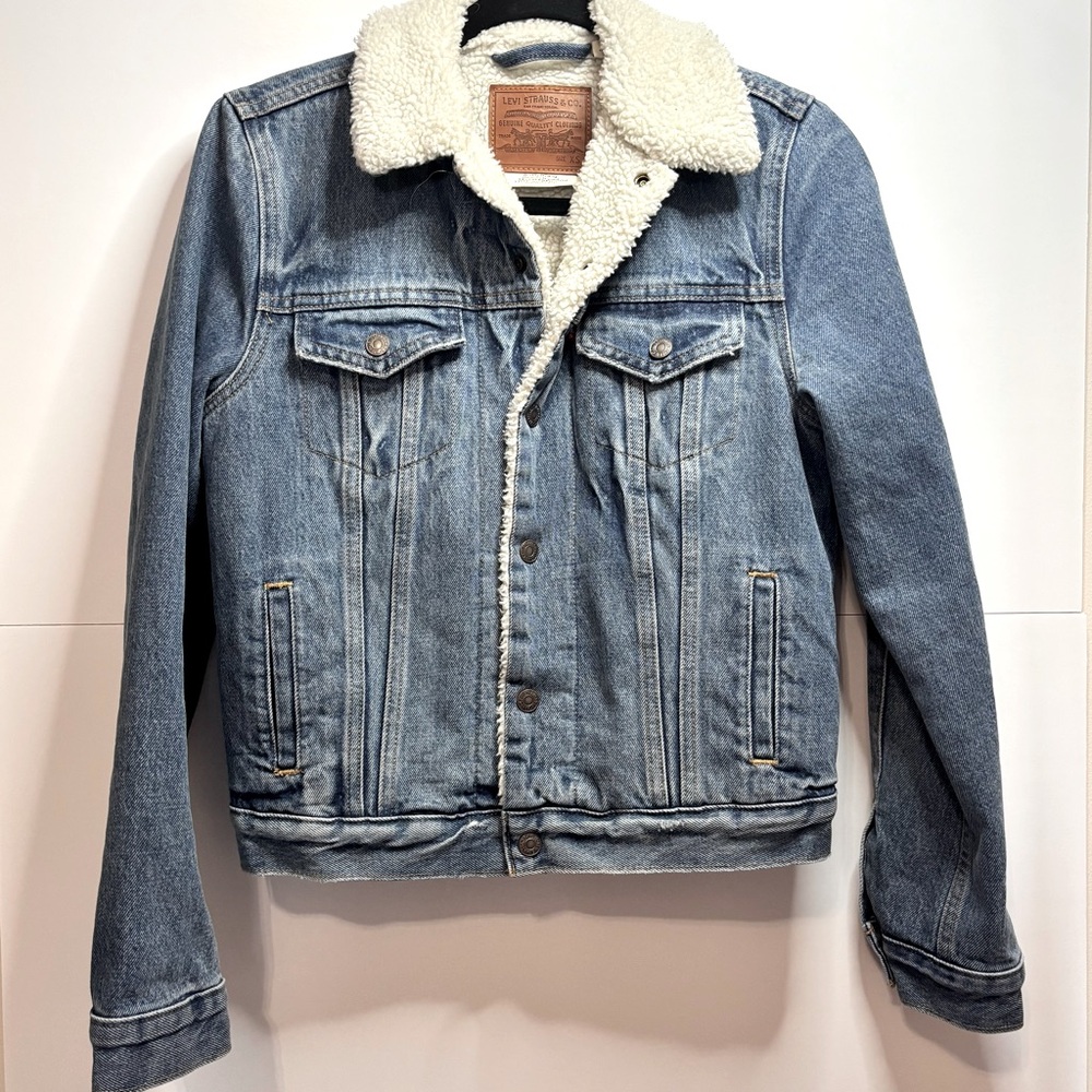 Levi’s Premium Original Sherpa Trucker Jacket XS in Medium Indigo - Medium Wash